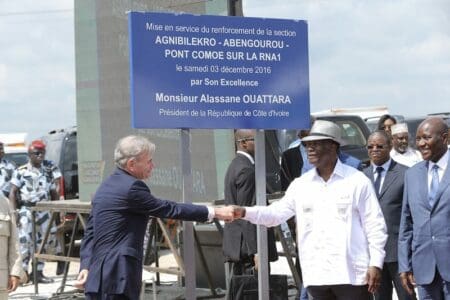 Inauguration du tronçon Pont Comoé-Agnibilékro par Alassane Ouattara