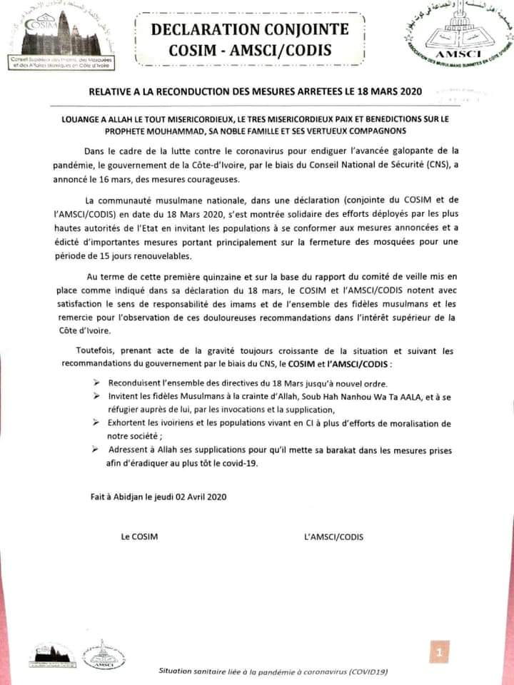 Coronavirus – Mesure de fermeture des mosquées : Voici ce que la communauté musulmane a décidé